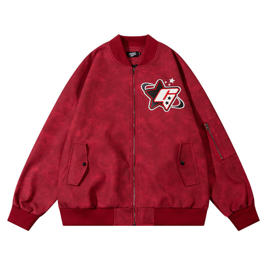 Ins American-style Street Fashion Leather Embroidered Letter Baseball Uniform Jacket - 0 - Hoods & Jack