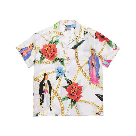 Hawaiian Shirt Virgin Mary Short Sleeve Shirt - 0 - Hoods & Jack