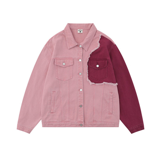 Punk Trendy Color Matching Irregular Denim Clothes Jacket - 0 - Hoods & Jack