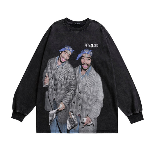 2Pac Rapper Loose Washed T-Shirt - T-Shirt - Hoods & Jack